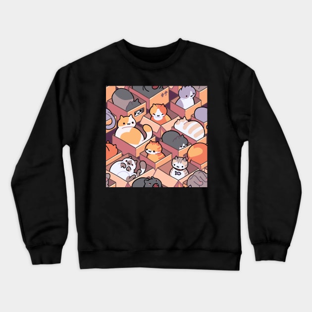 Cats in Boxes Crewneck Sweatshirt by edwardecho